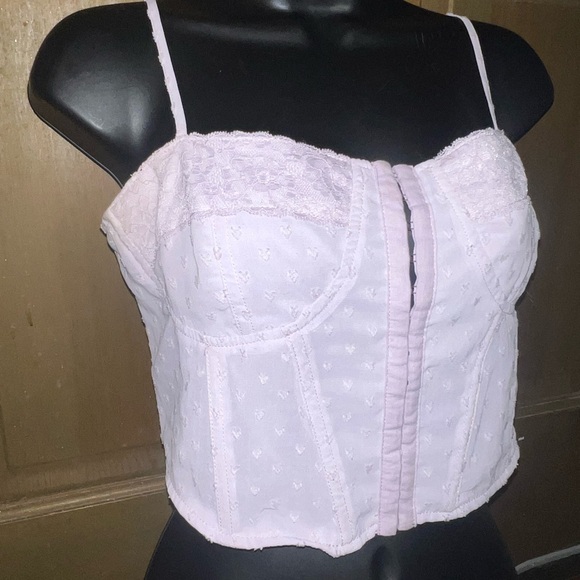 La Hearts Light Pink Adjustable Sexy Lace Corset Sleeveless Sexy Crop Top Size M - Picture 5 of 13